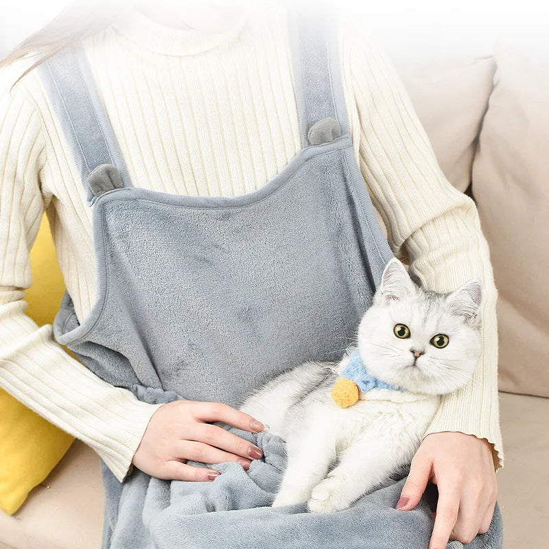 Anti-Fur Cat Apron Kangaroo Pocket Cat Lover Smock Pet Grooming Wearable Cat Accessories New Design Durable Material