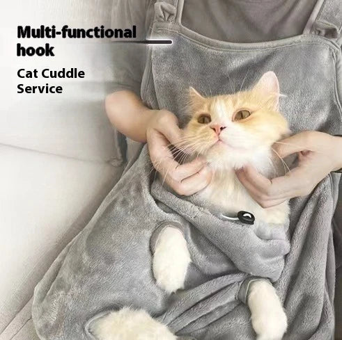 Anti-Fur Cat Apron Kangaroo Pocket Cat Lover Smock Pet Grooming Wearable Cat Accessories New Design Durable Material