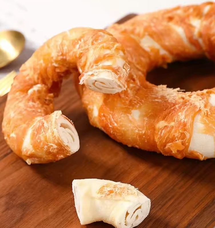 Dog Snacks Lnteractive Rewards Dog Kraft Chicken and Duck Donuts Pet Teething Stick Puppy Chewing Training Snacks Bite Resistant