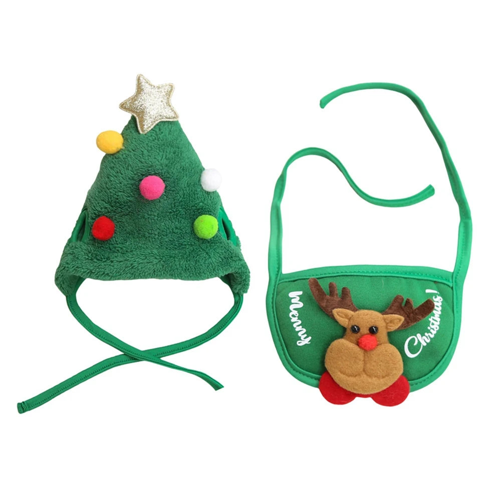 Christmas Pet Hat Cute Antlers Saliva Towel for Dog Cat Dress Up Supplies Lovely Design Autumn Winter Clothes Pet Accessory