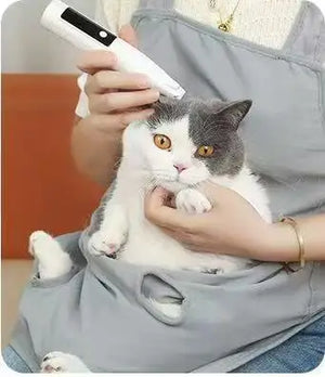 Anti-Fur Cat Apron Kangaroo Pocket Cat Lover Smock Pet Grooming Wearable Cat Accessories New Design Durable Material