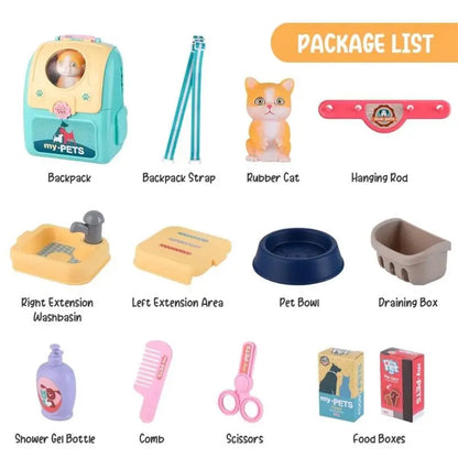 Pet Care Play Set Dog Grooming Kit with Backpack Doctor Set Vet Kit Educational Toy Pretend Play for Toddlers Kids Children