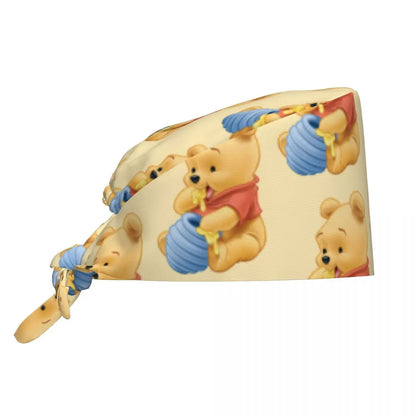 Pink Winnie The Pooh Scrub Caps Vintage Tigger Piglet Tooth Check Surgicals Caps Unisex Pet Grooming Nursing Work Hats Cap