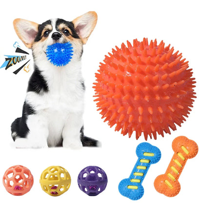 CANBOUN Pet Dog Toys Cat Puppy Sounding Toy Polka Squeaky Tooth Cleaning Ball