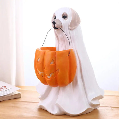 Trick Or Treat Resin Halloween Dog Elf Candy Bowl