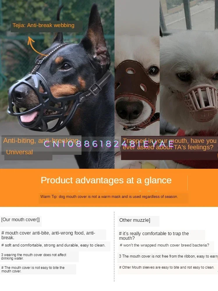 Medium and Large Dog Muzzle Golden Retriever Labrador Doberman Breathable Mouth Cover Dogs Accessories Pet Supplies