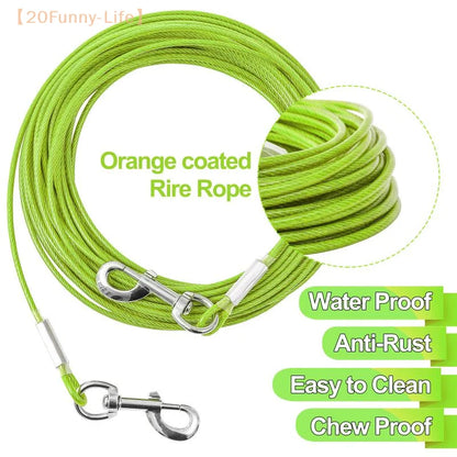 Heavy-Duty Double Dog Leash, Iron Wire Durable Chew-Proof Design, Outdoor Tie-Out Cable For Large Dogs (Anti-Escape)