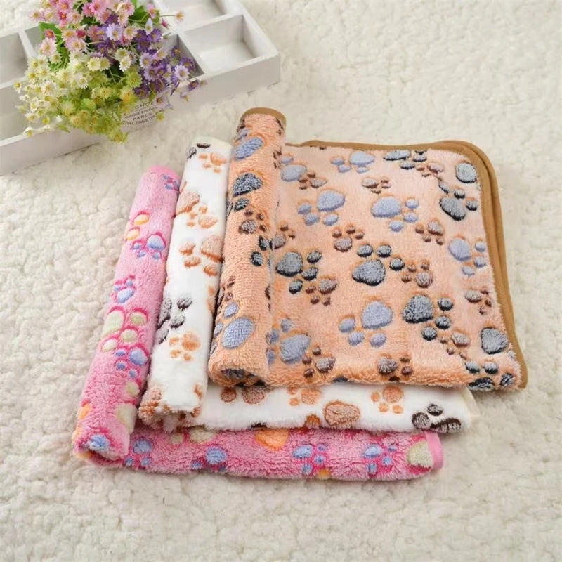 Soft Flannel Fleece Cat Dog Blanket Bed Mats Paw Foot Print Warm Pet Blanket Sleeping Beds Cover Mat For Dogs Cats Pets supplies