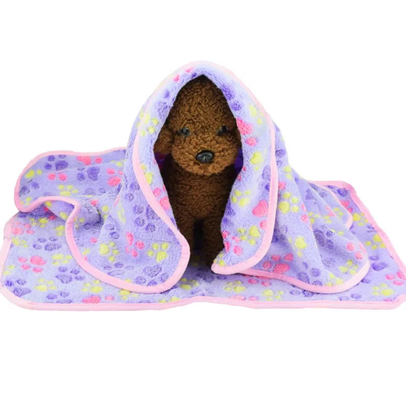 Soft Flannel Fleece Cat Dog Blanket Bed Mats Paw Foot Print Warm Pet Blanket Sleeping Beds Cover Mat For Dogs Cats Pets supplies