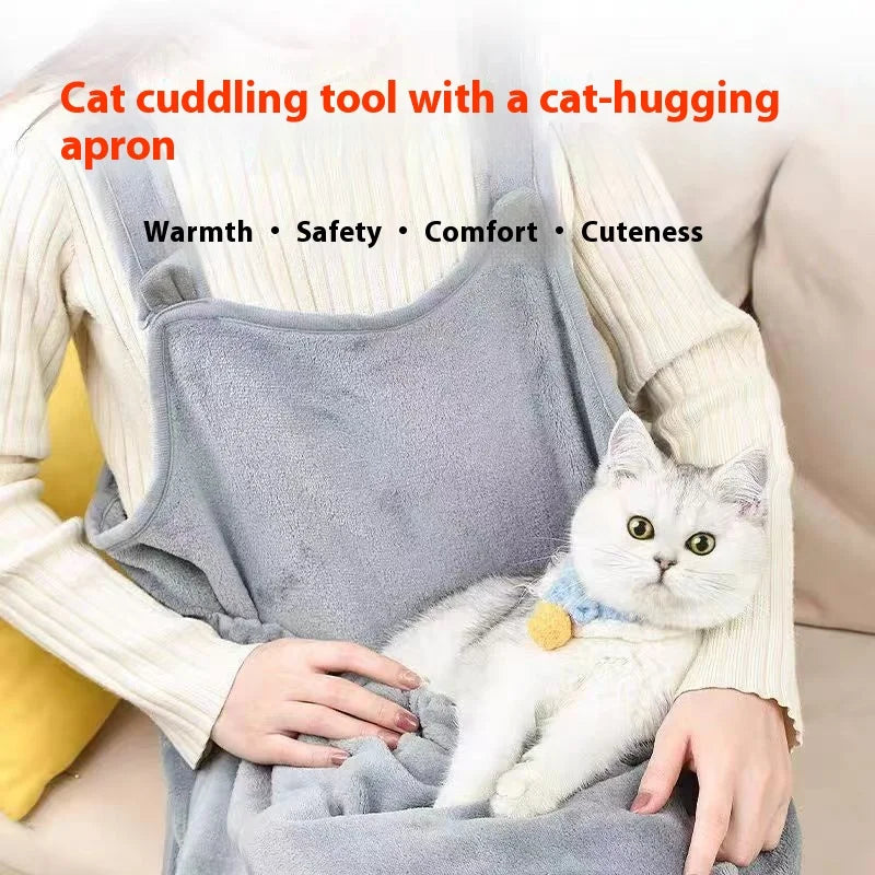 Anti-Fur Cat Apron Kangaroo Pocket Cat Lover Smock Pet Grooming Wearable Cat Accessories New Design Durable Material