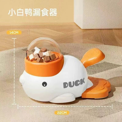 Yellow Duck-Shaped Interactive Cat Treat Dispenser