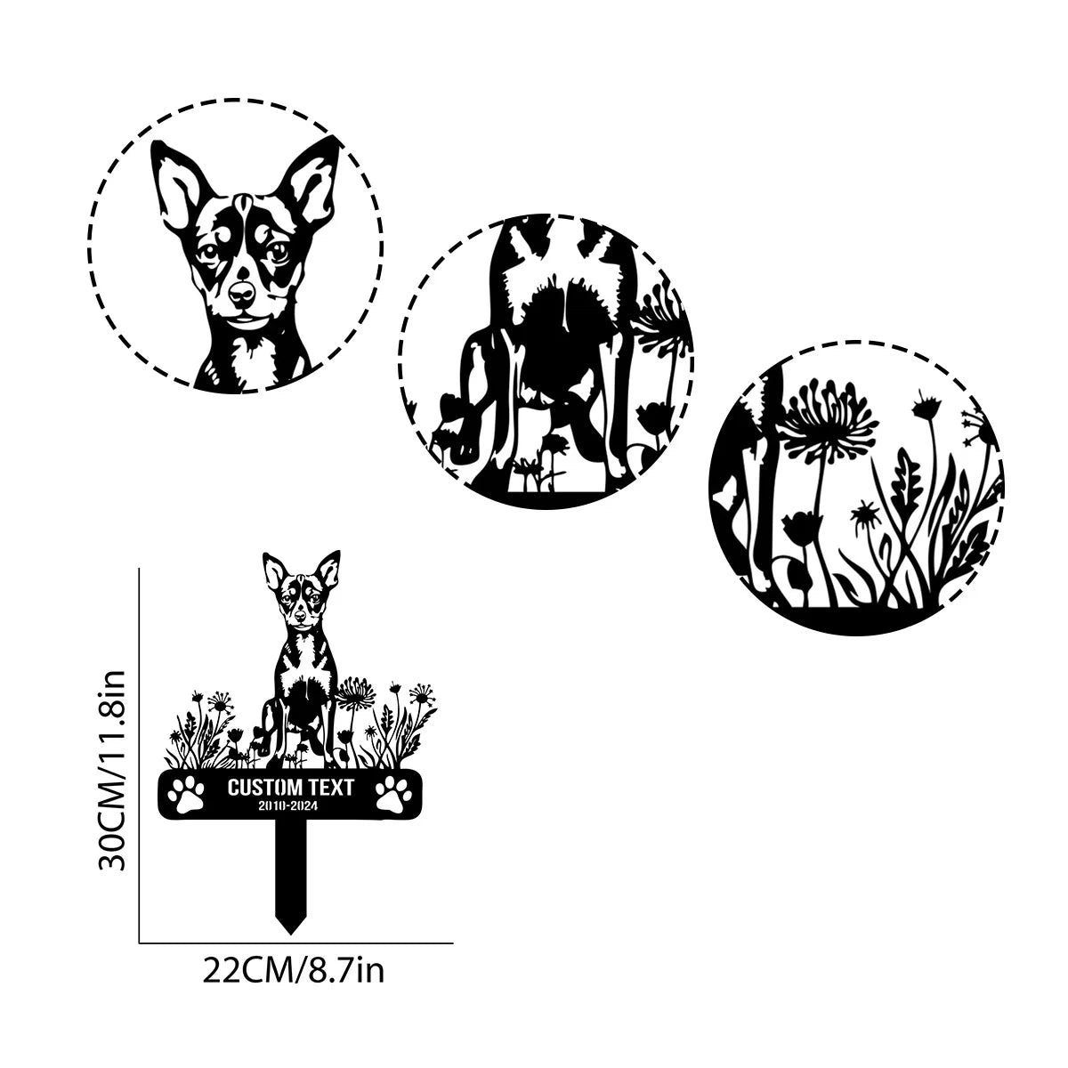 Dog Stake Metal Sign, Personalized Pet Outdoor Stake, Animal Garden Stake