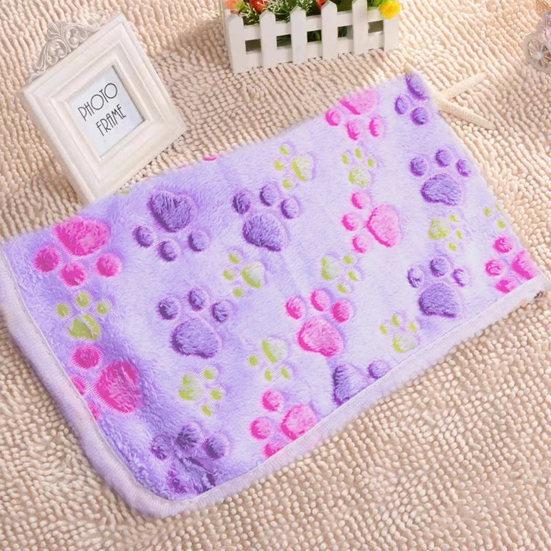 Soft Flannel Fleece Cat Dog Blanket Bed Mats Paw Foot Print Warm Pet Blanket Sleeping Beds Cover Mat For Dogs Cats Pets supplies