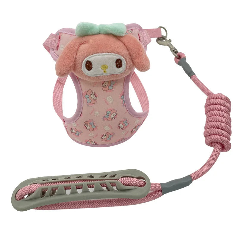 New Sanrio Kuromi Cinnamoroll Anime Pet Traction Rope Vest Explosion-proof  Sturdy and Durable Outdoor Cat and Dog Traction Rope