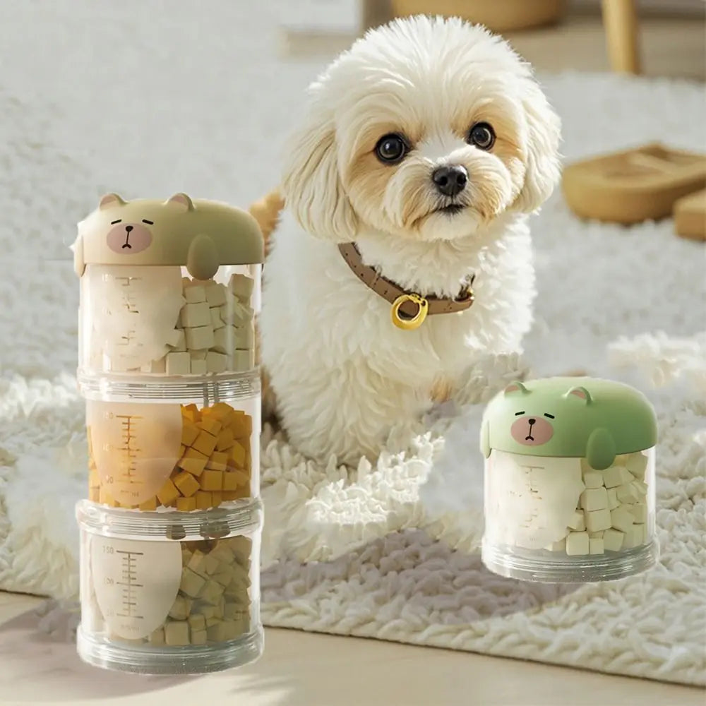 Multifunctional Plastic Multi-Layer Cat Food Box Sealed Cute Dog Snacks Storage