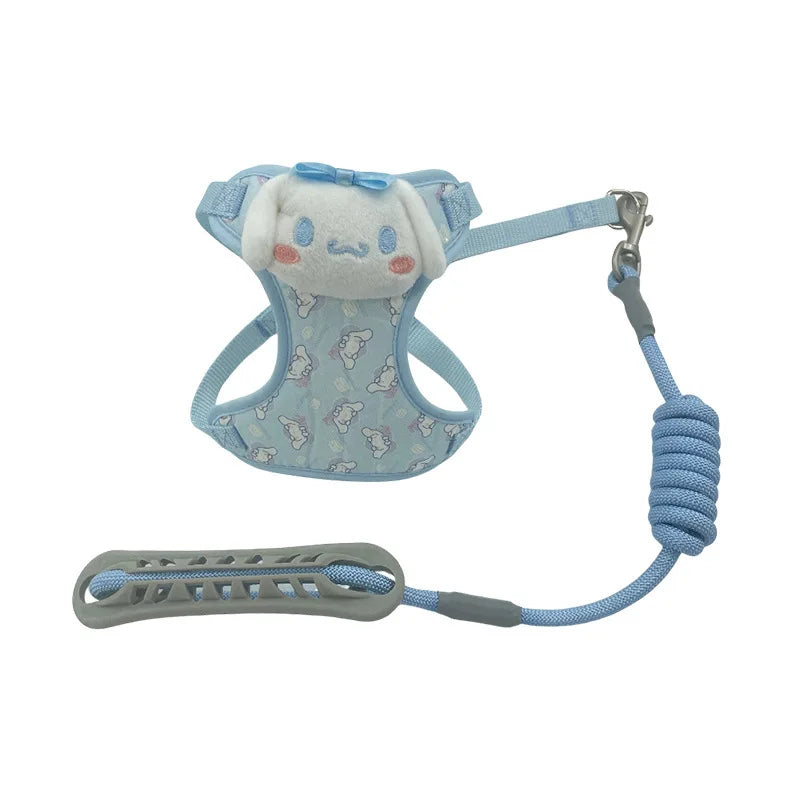 New Sanrio Kuromi Cinnamoroll Anime Pet Traction Rope Vest Explosion-proof  Sturdy and Durable Outdoor Cat and Dog Traction Rope