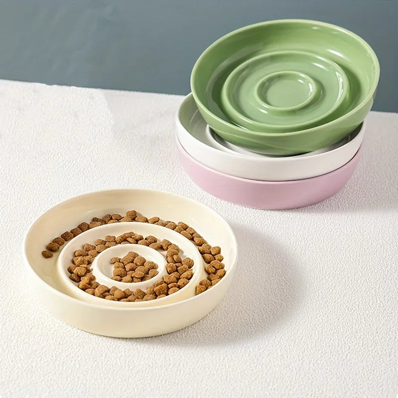 New Ceramic Pet Slow-Food Bowls And Plates Anti-Knock Cat Food Bowls To Protect Cervical Shelf Retractable Dog Basin Pet Supplie