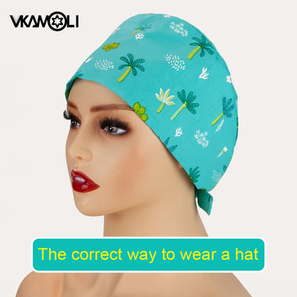 new Flamingo printed Surgical cap Scrub Cap with Sweatband Men Women Section pet grooming nursing work hats Scrub hat