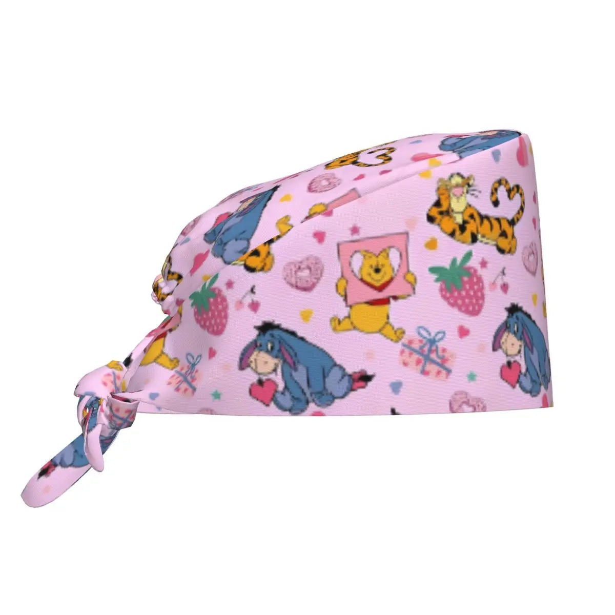 Pink Winnie The Pooh Scrub Caps Vintage Tigger Piglet Tooth Check Surgicals Caps Unisex Pet Grooming Nursing Work Hats Cap