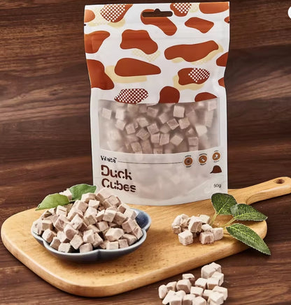 Waita 100% Natural Freeze Dried Duck Cube 50g - Cat Dog Pet Healthy Treats High Protein Low Fat Training Reward