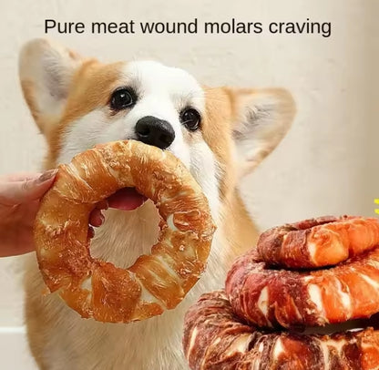 Dog Snacks Lnteractive Rewards Dog Kraft Chicken and Duck Donuts Pet Teething Stick Puppy Chewing Training Snacks Bite Resistant