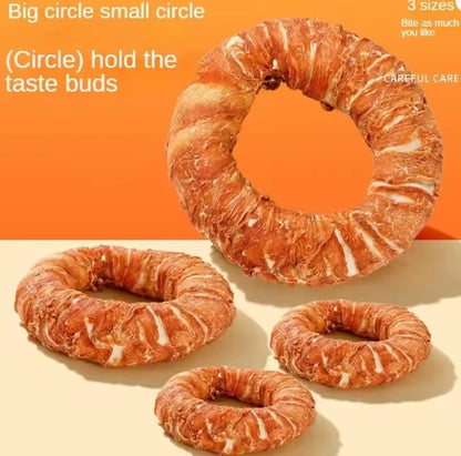 Dog Snacks Lnteractive Rewards Dog Kraft Chicken and Duck Donuts Pet Teething Stick Puppy Chewing Training Snacks Bite Resistant