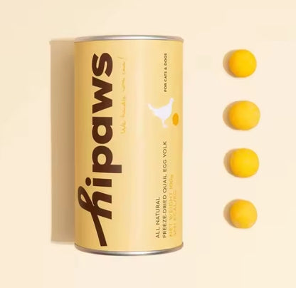 Hipaws All Natural Quail Egg Yolk Freeze-Dried Cat Treats Toppers (100g Tube), Fresh Quail Egg Yolk Dog Treats
