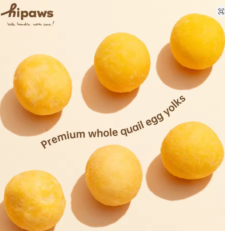 Hipaws All Natural Quail Egg Yolk Freeze-Dried Cat Treats Toppers (100g Tube), Fresh Quail Egg Yolk Dog Treats