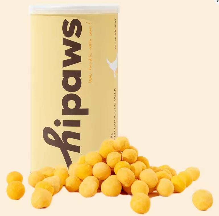 Hipaws All Natural Quail Egg Yolk Freeze-Dried Cat Treats Toppers (100g Tube), Fresh Quail Egg Yolk Dog Treats