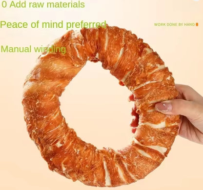 Dog Snacks Lnteractive Rewards Dog Kraft Chicken and Duck Donuts Pet Teething Stick Puppy Chewing Training Snacks Bite Resistant