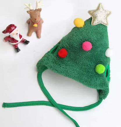 Christmas Puppy Dog Cat Costume Xmas Cat Santa Elk Hat with Bandana Bib Scarf Set Cat Accessories Pet Holiday Dress Up Supplies