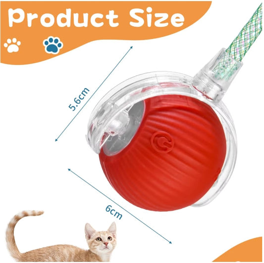 Cat Interactive Ball Toy, Automatic Rolling Ball with Tail, Rechargeable Smart Pet Interactive Toy, Intelligent Mouse for Cat