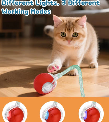Cat Interactive Ball Toy, Automatic Rolling Ball with Tail, Rechargeable Smart Pet Interactive Toy, Intelligent Mouse for Cat