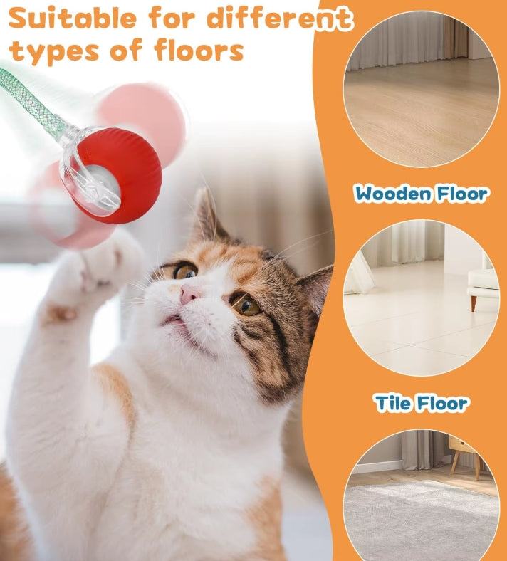 Cat Interactive Ball Toy, Automatic Rolling Ball with Tail, Rechargeable Smart Pet Interactive Toy, Intelligent Mouse for Cat