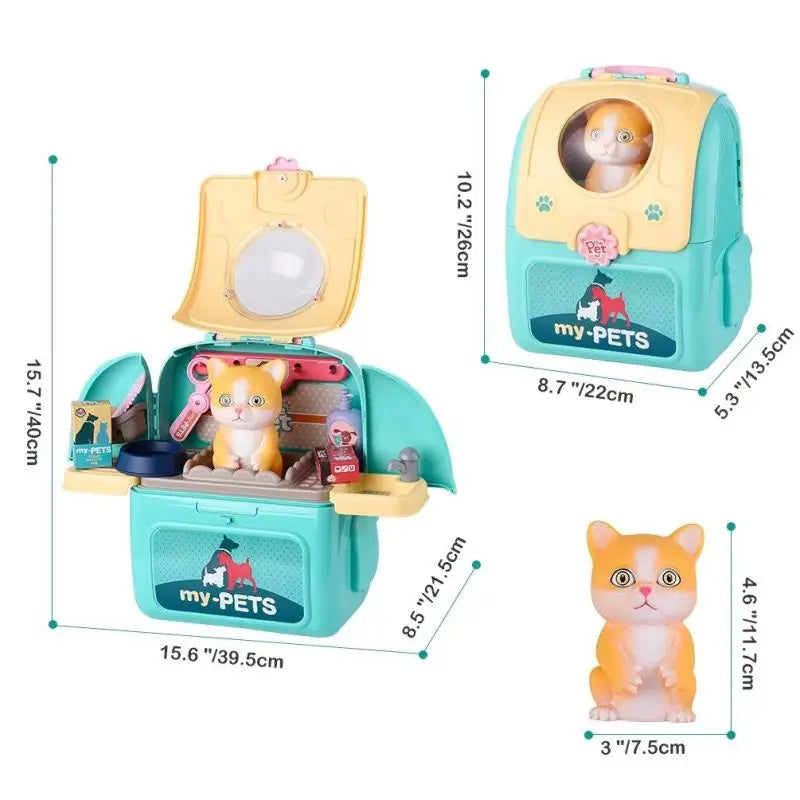 Pet Care Play Set Dog Grooming Kit with Backpack Doctor Set Vet Kit Educational Toy Pretend Play for Toddlers Kids Children
