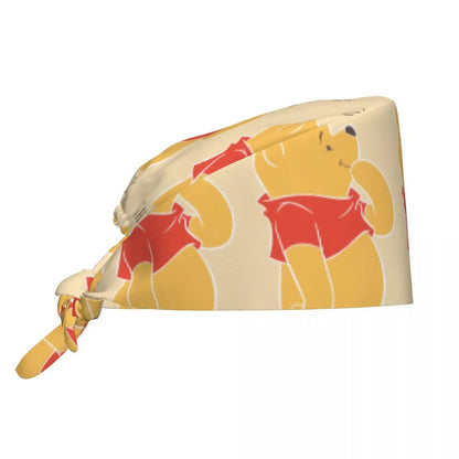 Pink Winnie The Pooh Scrub Caps Vintage Tigger Piglet Tooth Check Surgicals Caps Unisex Pet Grooming Nursing Work Hats Cap