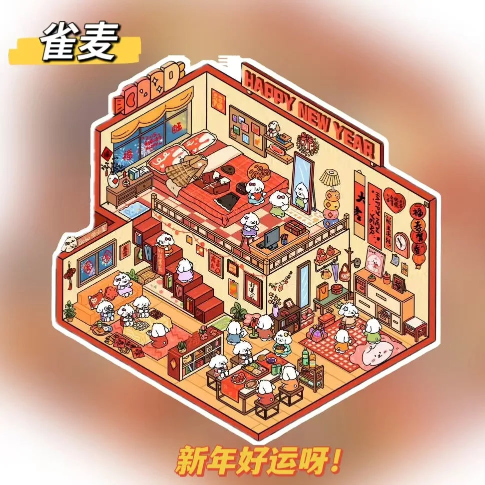 3D Stereoscopic Landscape Stickers Miniature Scene Cartoon Animal Miniature Landscape Scene Kawaii PET Stickers for Kids Toy