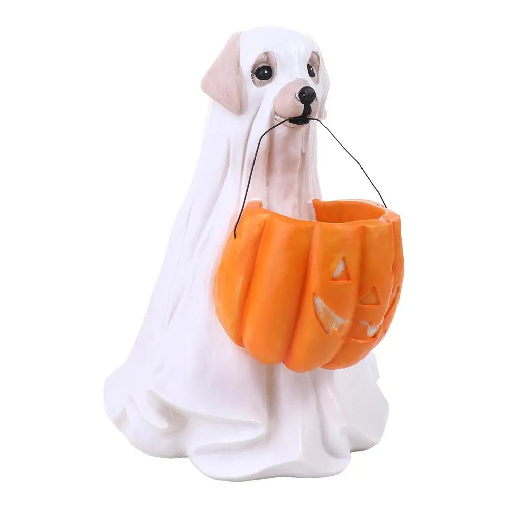 Trick Or Treat Resin Halloween Dog Elf Candy Bowl
