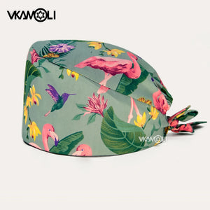 new Flamingo printed Surgical cap Scrub Cap with Sweatband Men Women Section pet grooming nursing work hats Scrub hat