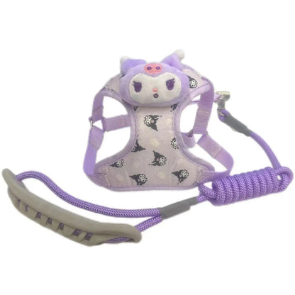 New Sanrio Kuromi Cinnamoroll Anime Pet Traction Rope Vest Explosion-proof  Sturdy and Durable Outdoor Cat and Dog Traction Rope