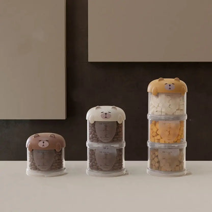 Multifunctional Plastic Multi-Layer Cat Food Box Sealed Cute Dog Snacks Storage